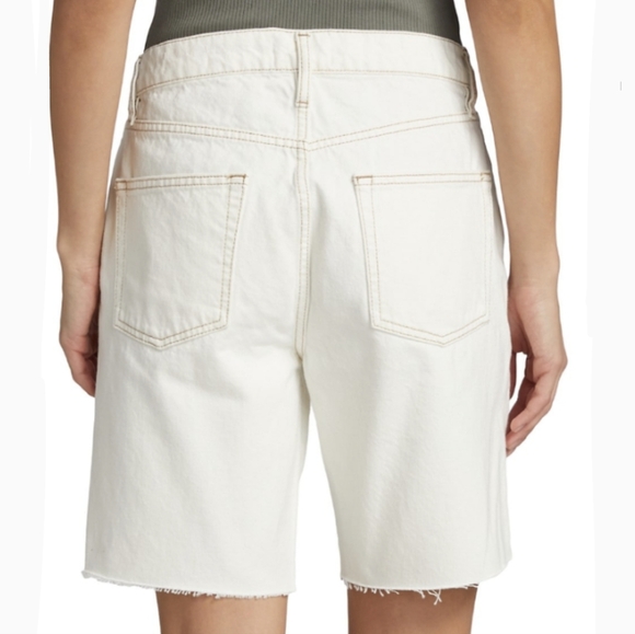 Frame Denim Shorts Le Slouch Bermuda Length Raw Cut Hem Loose Fit Ecru 29 NWT - Picture 7 of 14